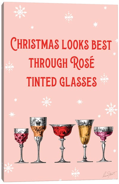 Christmas Looks Best Through Rosé Tinted Glasses Canvas Art Print - Holiday Eats & Treats