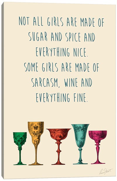 Sarcasm And Wine Canvas Art Print - Eleanor Stuart
