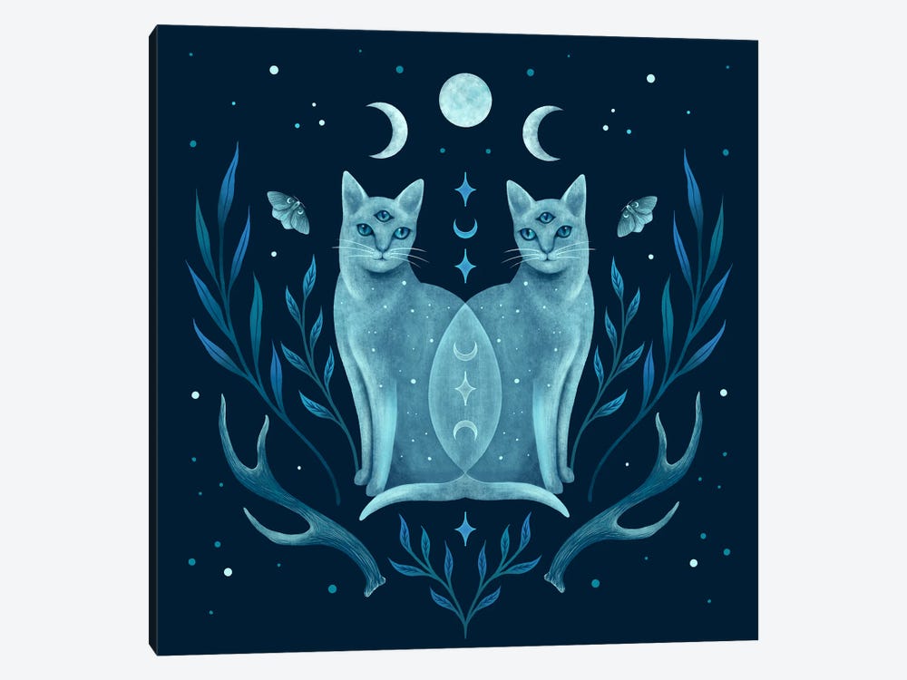 Symmetrical Two Cats by Episodic Drawing 1-piece Canvas Artwork