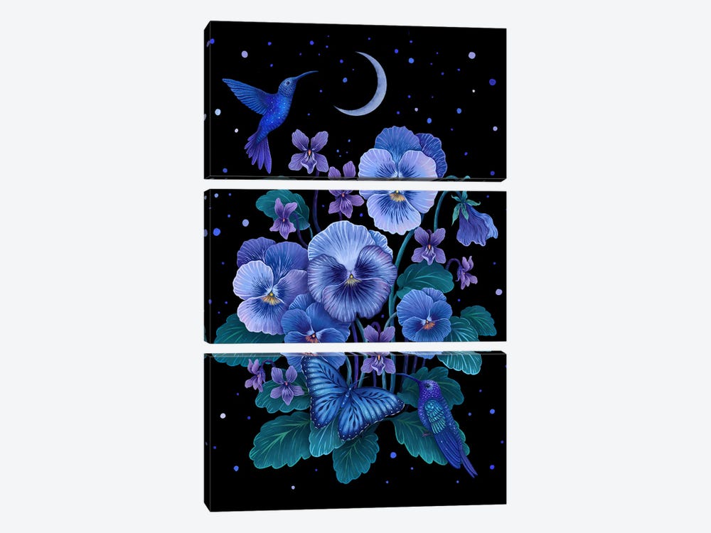 Violet February Flower by Episodic Drawing 3-piece Canvas Print