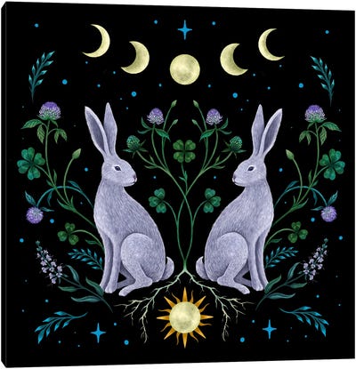 Year Of Rabbit Canvas Art Print - Sun and Moon Art Collection | Sun Moon Paintings & Wall Decor