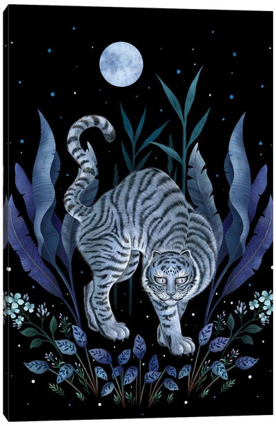 Year Of Tiger Canvas Art Print - Blue Art