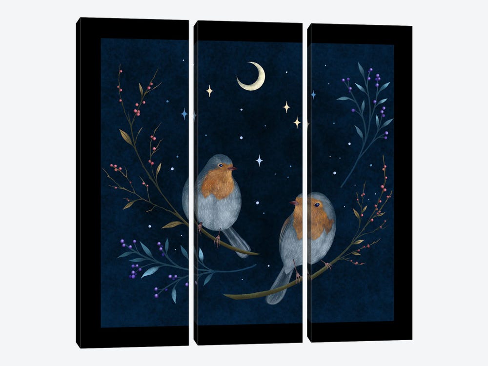 Birds And Berries by Episodic Drawing 3-piece Canvas Artwork