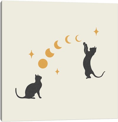Cat And Moon I Canvas Art Print - Episodic Drawing