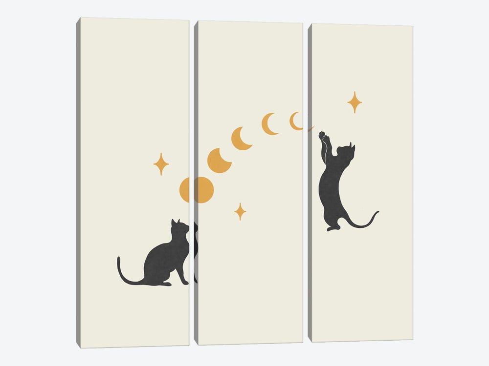 Cat And Moon I by Episodic Drawing 3-piece Canvas Print