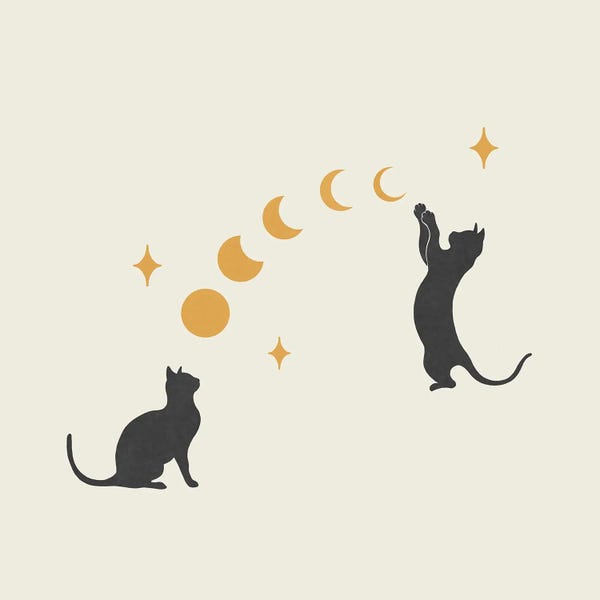 Black Cats: Cat And Moon I by Episodic Drawing