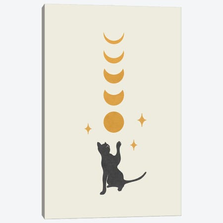 Cat And Moon II Canvas Print #EPD32} by Episodic Drawing Art Print