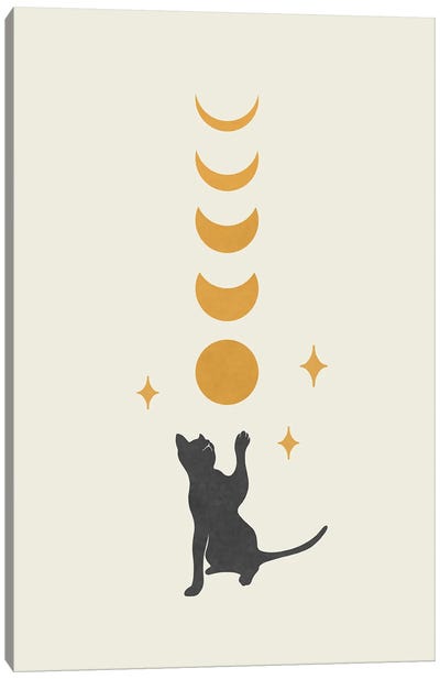 Cat And Moon II Canvas Art Print - Episodic Drawing
