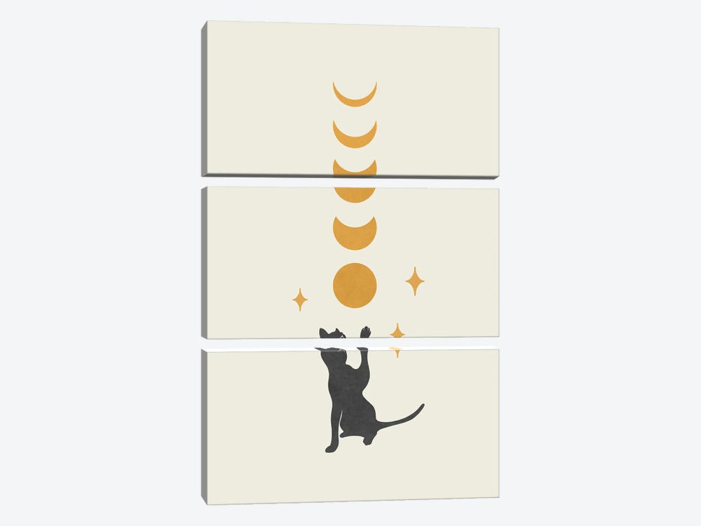 Cat And Moon II by Episodic Drawing 3-piece Canvas Art