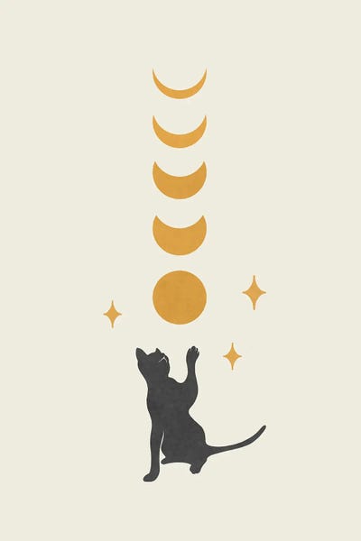 Black Cats: Cat And Moon II by Episodic Drawing