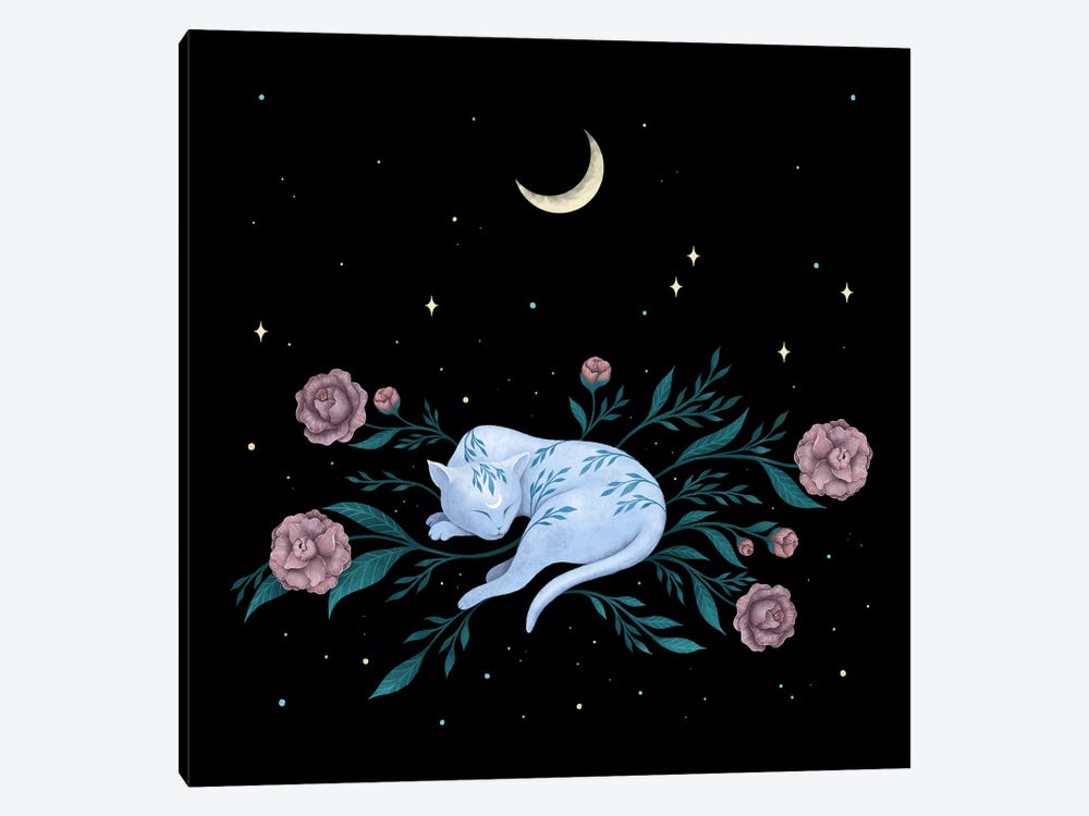 Cat Dreaming Of The Moon by Episodic Drawing 1-piece Canvas Wall Art