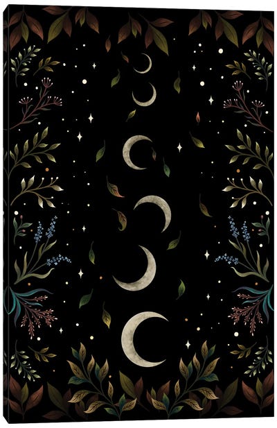 Crescent Moon Garden Canvas Art Print - Brown Art