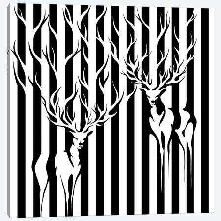 Deers In Stripes Canvas Print #EPD41} by Episodic Drawing Canvas Artwork