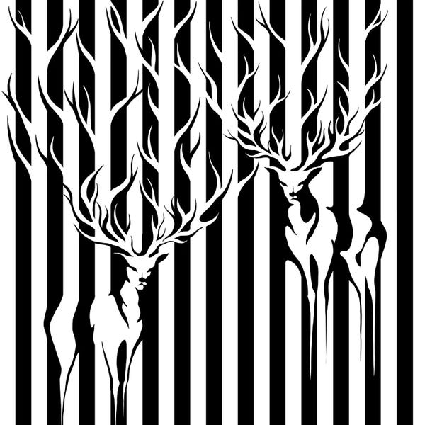 Black & White Patterns: Deers In Stripes by Episodic Drawing