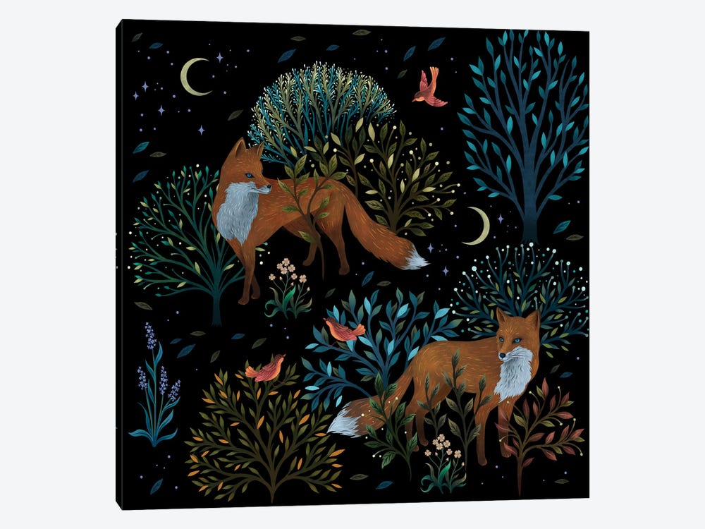 Forest Foxes by Episodic Drawing 1-piece Canvas Print