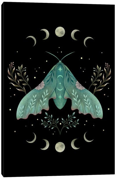 Luna And Moth Canvas Art Print - Episodic Drawing