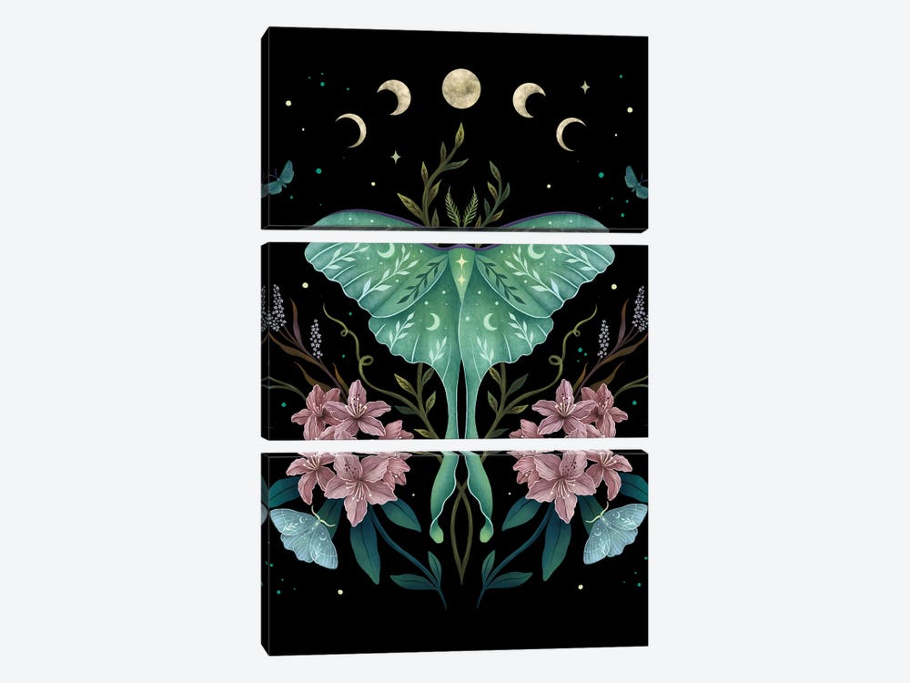 Luna And Rhododendron by Episodic Drawing 3-piece Canvas Wall Art