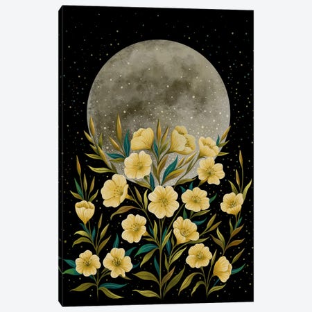 Moon Greeting Yellow Canvas Print #EPD52} by Episodic Drawing Art Print