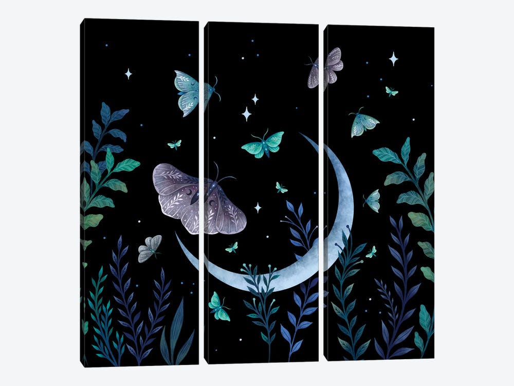 Moth Garden by Episodic Drawing 3-piece Canvas Print