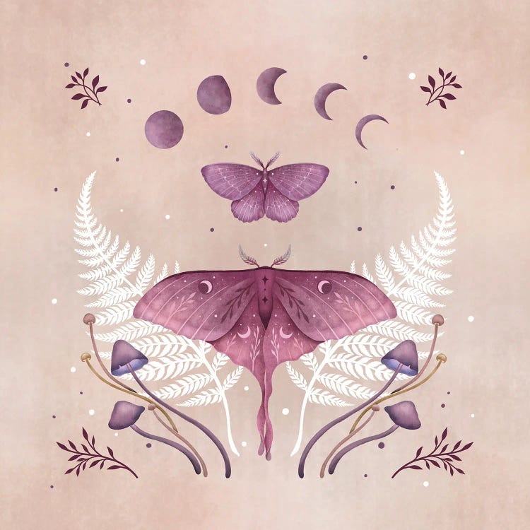 Luna And Emerald Vintage Pink by Episodic Drawing wall art