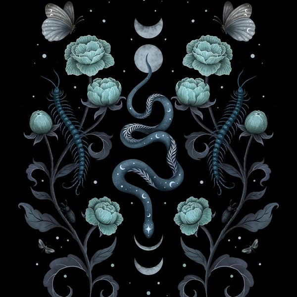 Snakes: Serpentine Garden Black by Episodic Drawing