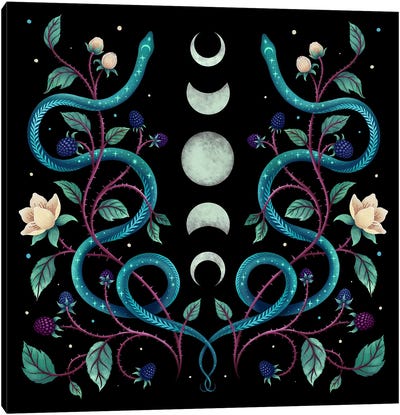 Serpent Moon Canvas Art Print - Snake Art