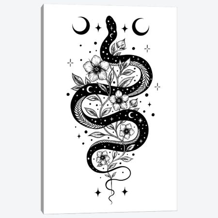 Serpent Spell Black Canvas Print #EPD9} by Episodic Drawing Art Print