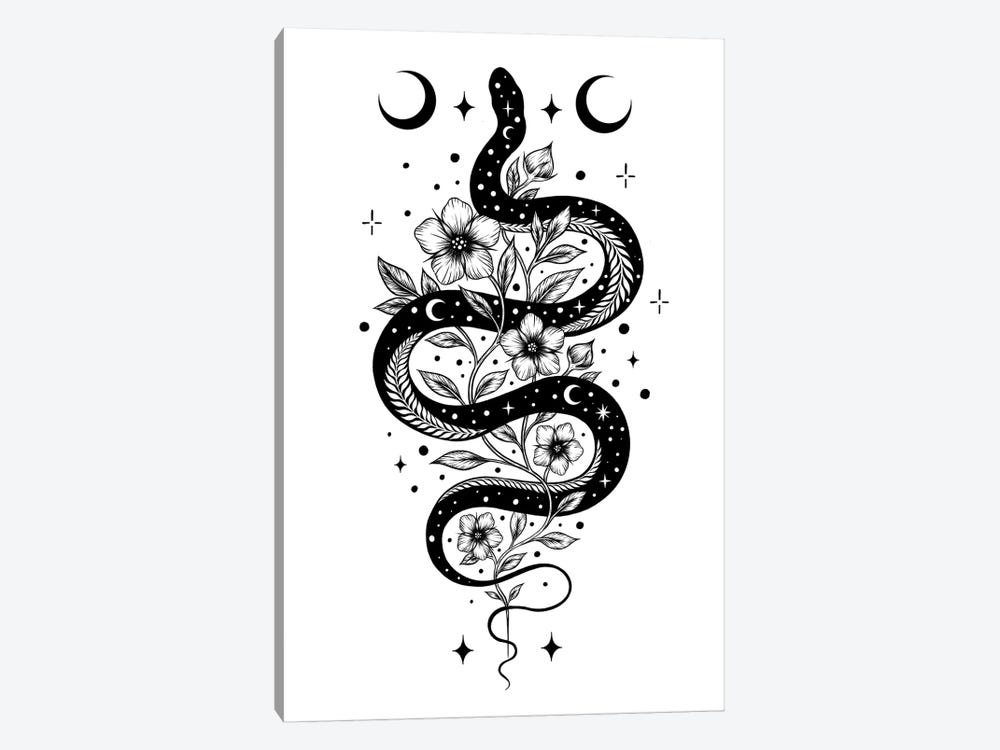 Serpent Spell Black by Episodic Drawing 1-piece Canvas Art Print