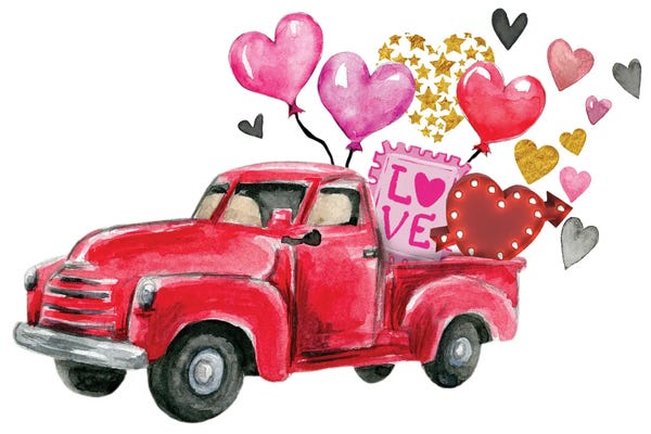 Trucks: Valentine's Day Red Truck by Ephrazy Graphics