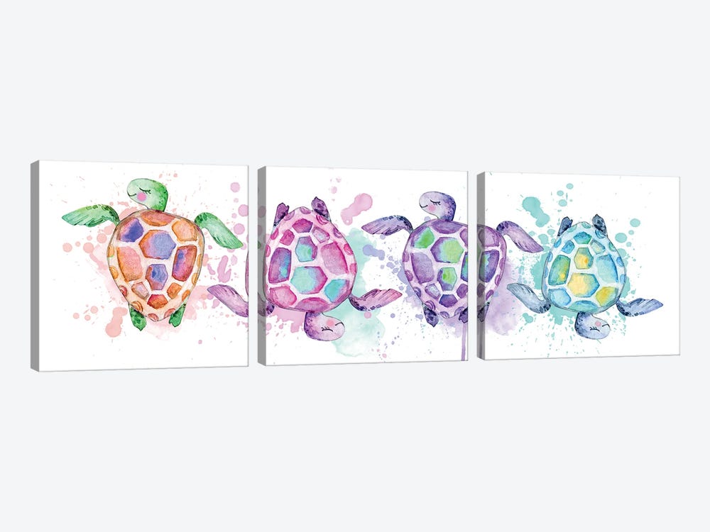 Sea Watercolor Turtles by Ephrazy Graphics 3-piece Canvas Print