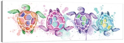 Sea Watercolor Turtles Canvas Art Print - Reptile & Amphibian Art