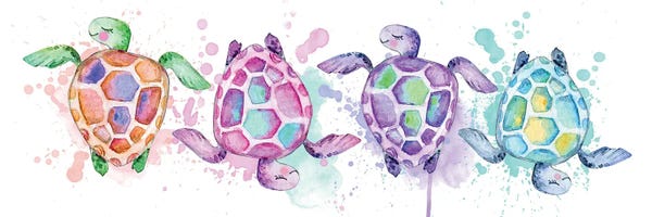 Reptiles & Amphibians: Sea Watercolor Turtles by Ephrazy Graphics