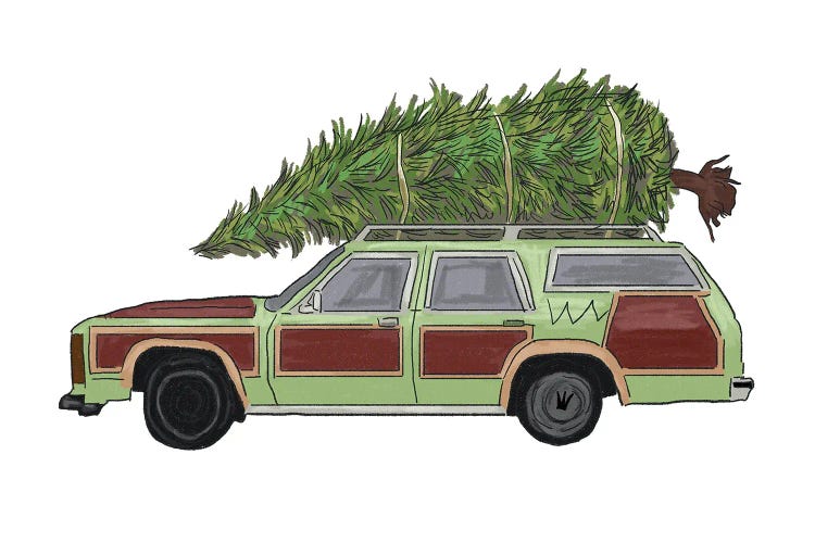 christmas vacation tree on car
