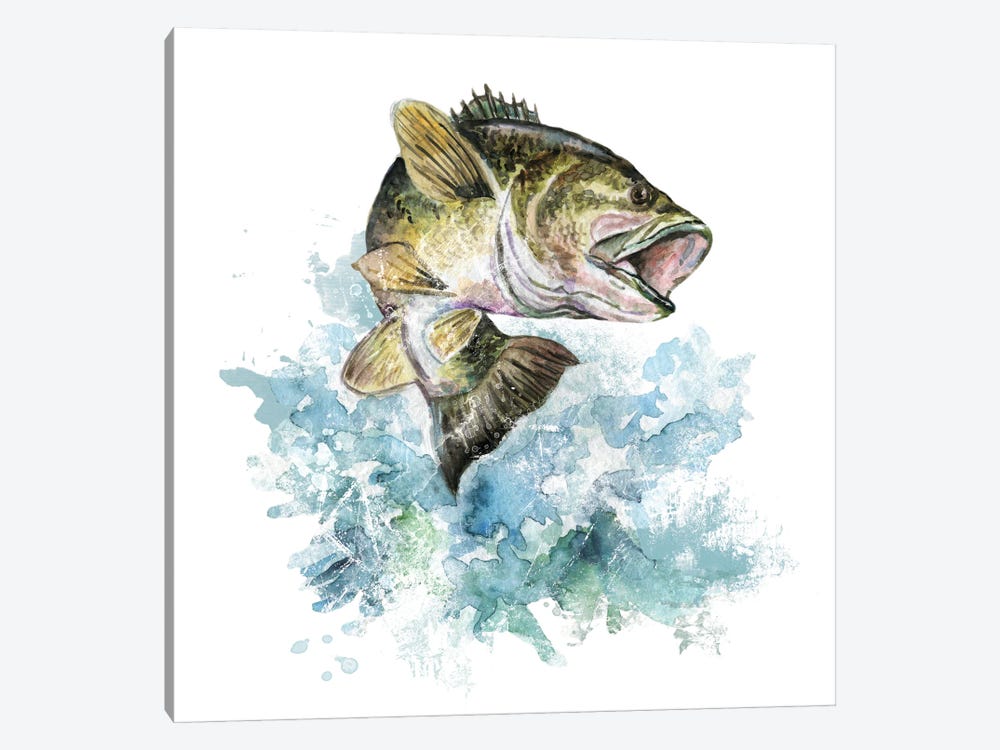 Ephrazy Graphics Canvas Art Picture - Bass Fishing ( Animals > Sea Life > Fish > Bass art) - 26x26 in