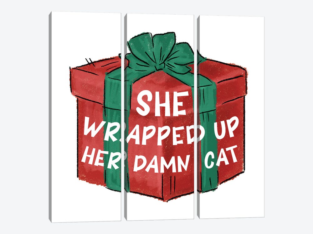 She Wrapped Up Her Damn Cat by Ephrazy Graphics 3-piece Canvas Art