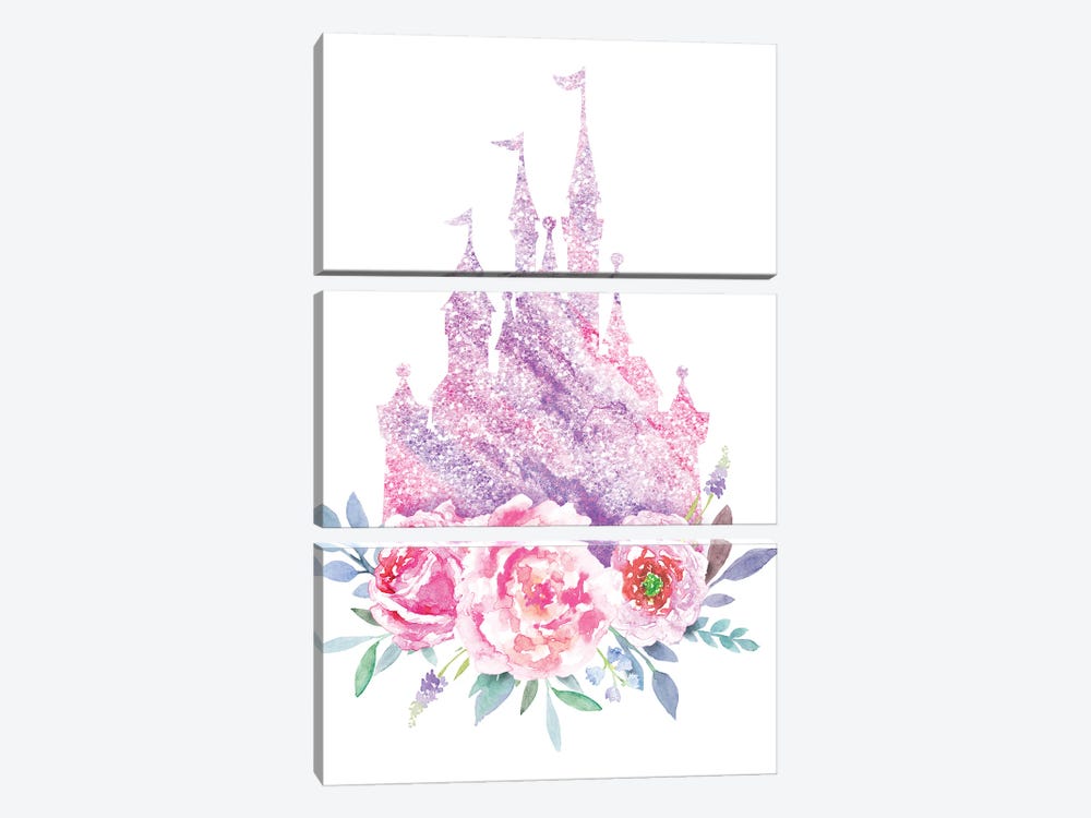 Magic Kingdom Floral Castle by Ephrazy Graphics 3-piece Canvas Wall Art