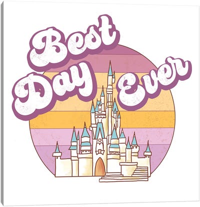 Best Day Ever Retro Castle II Canvas Art Print - Castle & Palace Art