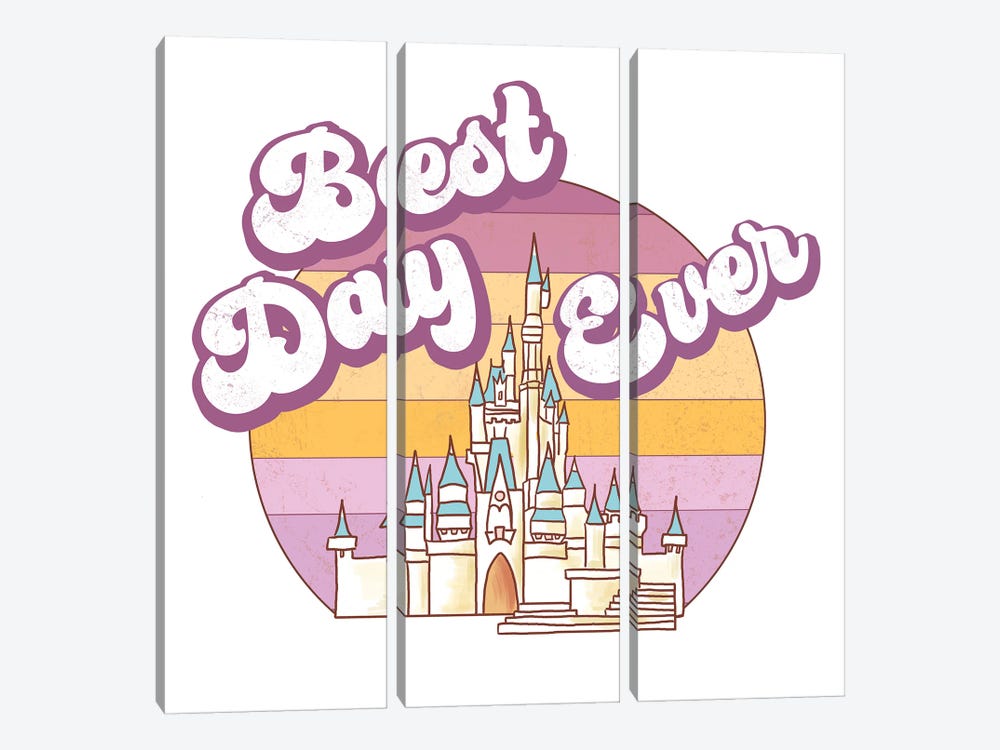 Best Day Ever Retro Castle II by Ephrazy Graphics 3-piece Canvas Art Print
