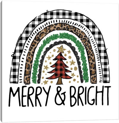 Merry And Bright Rainbow Canvas Art Print - Gingham