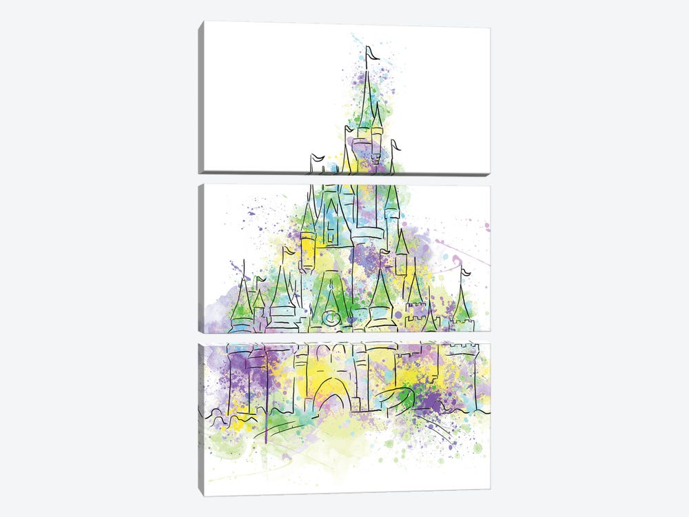Magic Kingdom Mardi Gras Castle by Ephrazy Graphics 3-piece Canvas Art