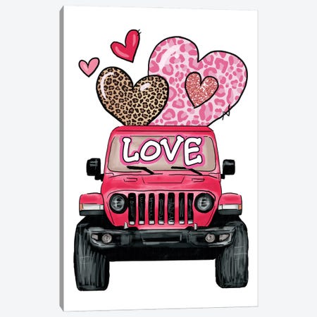 Valentine Off Road With Hearts Canvas Print #EPG144} by Ephrazy Graphics Canvas Art Print