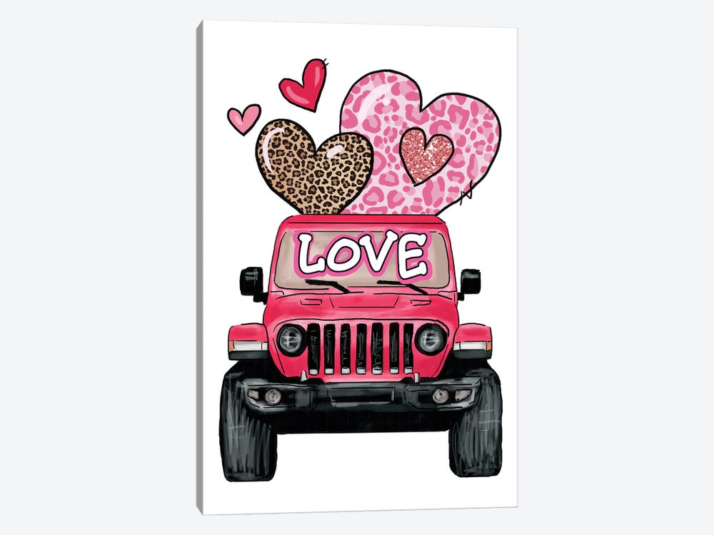Valentine Off Road With Hearts by Ephrazy Graphics 1-piece Canvas Wall Art