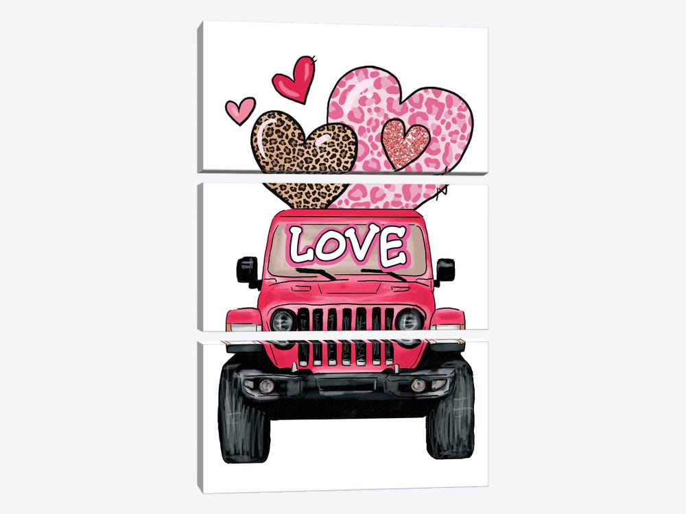 Valentine Off Road With Hearts by Ephrazy Graphics 3-piece Canvas Art