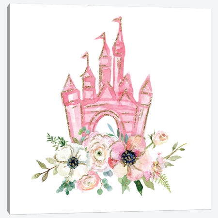 Princess Floral Castle Canvas Print #EPG155} by Ephrazy Graphics Canvas Artwork