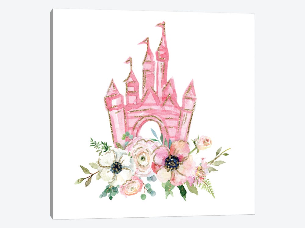 Princess Floral Castle by Ephrazy Graphics 1-piece Canvas Art
