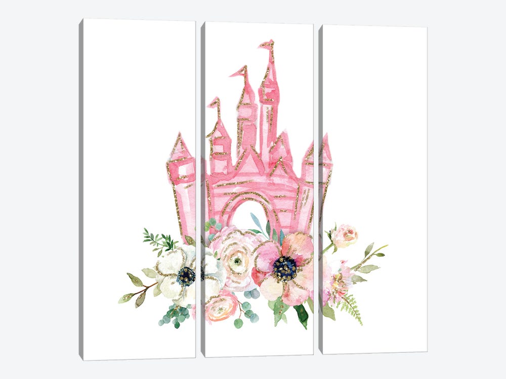 Princess Floral Castle by Ephrazy Graphics 3-piece Canvas Wall Art