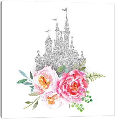 Silver Princess Floral Castle Canvas Art Print - Princes & Princesses
