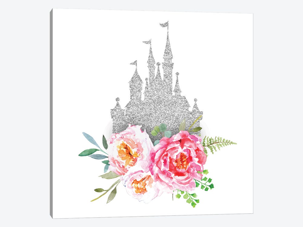 Silver Princess Floral Castle by Ephrazy Graphics 1-piece Canvas Art Print