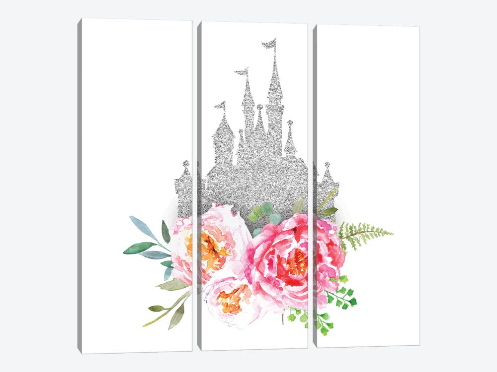 Silver Princess Floral Castle by Ephrazy Graphics 3-piece Canvas Print