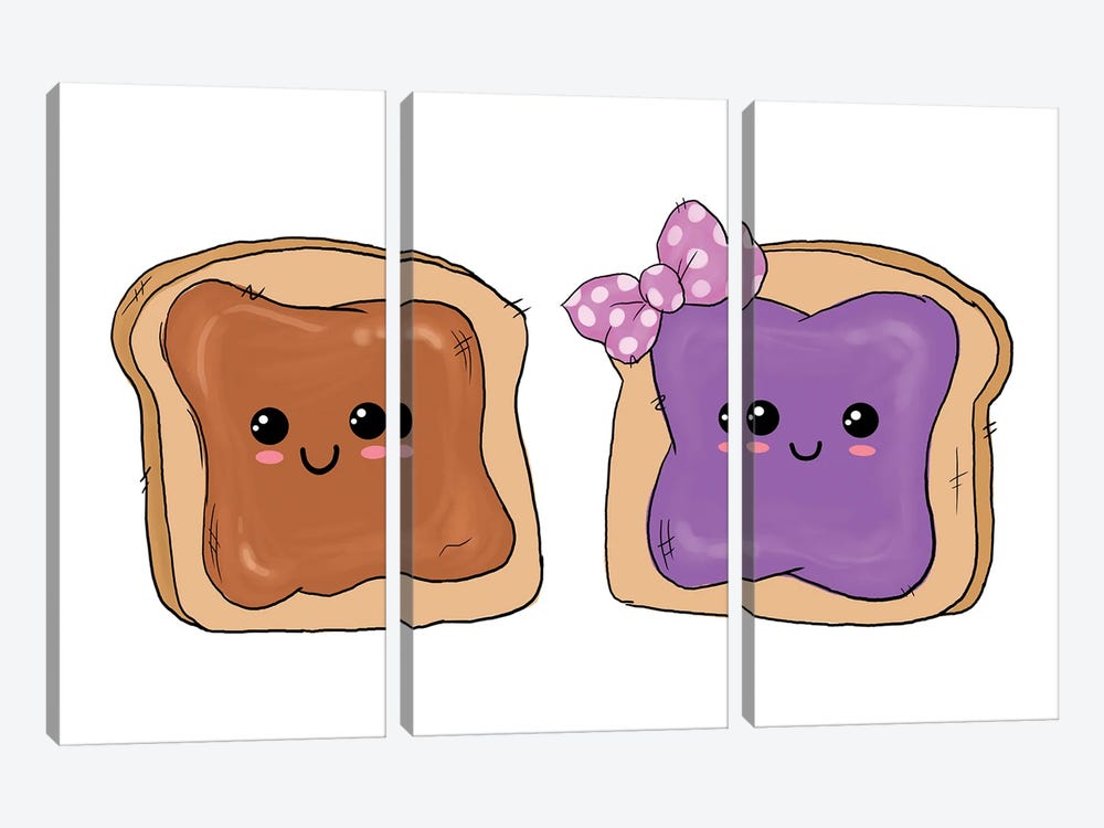 Peanut And Jelly by Ephrazy Graphics 3-piece Canvas Art Print